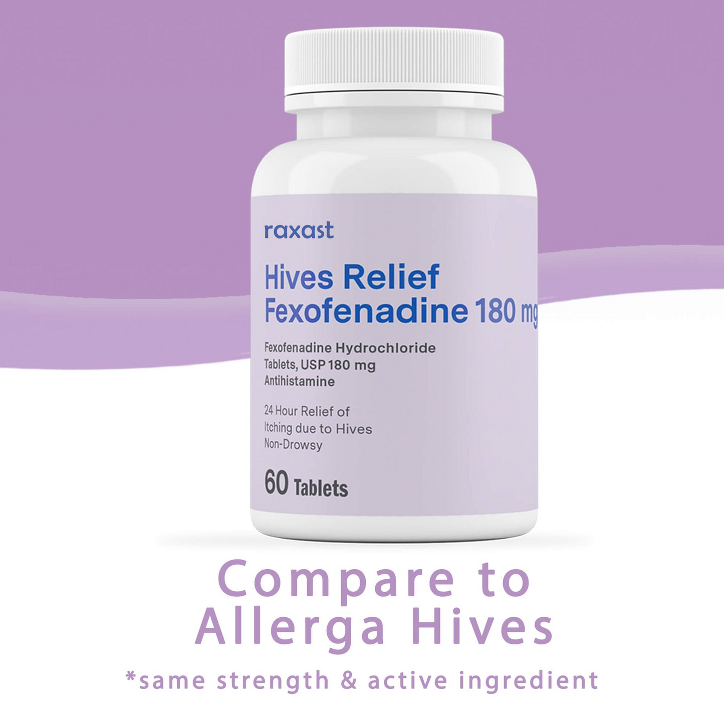RAXAST Hives Relief (fexofenadine 180 mg), 60 ct